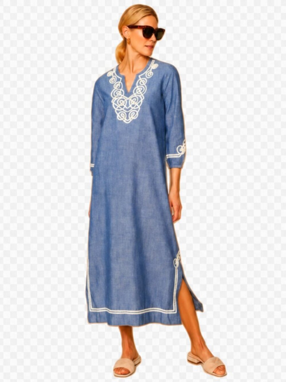 J. McLaughlin Chambray Blue Long Sleeve Dress, Sz. S, NWT